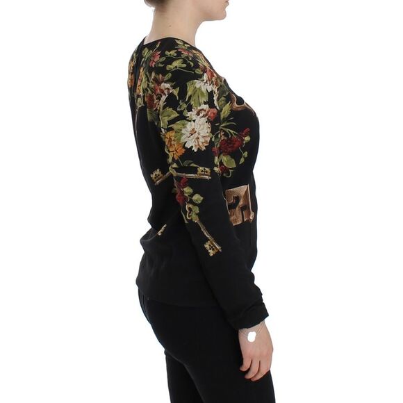 Dolce & Gabbana Floral Key Print Long Sleeve Sweater Women Black Tops & T-Shirts - Picture 4 of 6